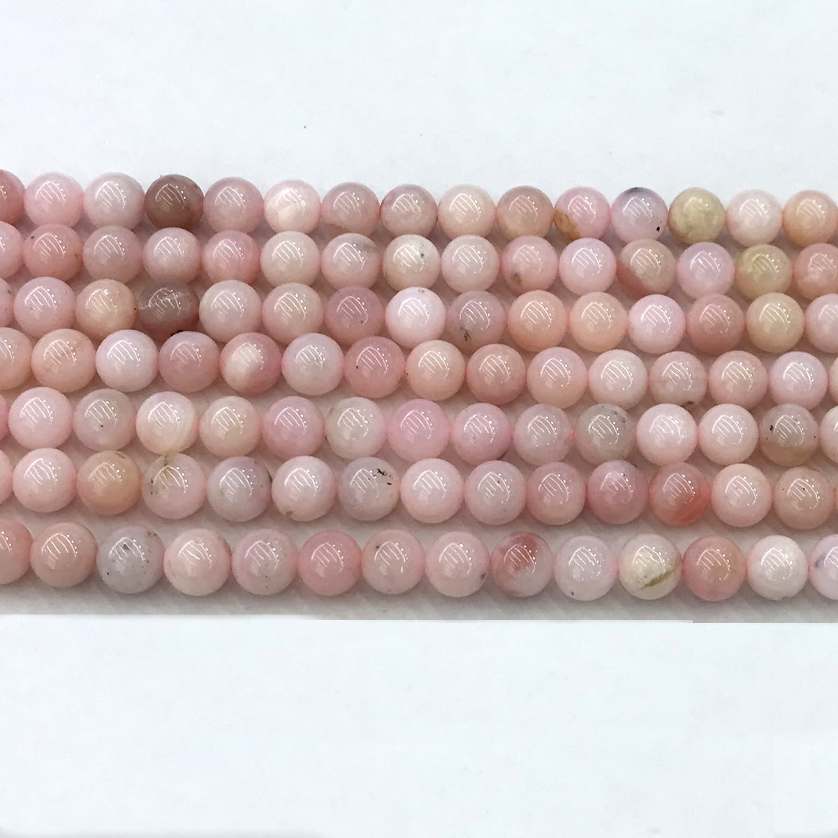 COP125 Pink Opal Gemstone Beads Smooth Round 6mm 15" Strand