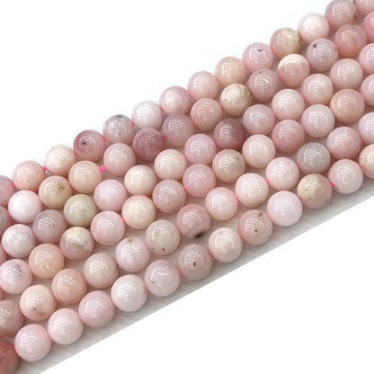 COP126 Pink Opal Gemstone Beads Smooth Round 8mm 15" Strand