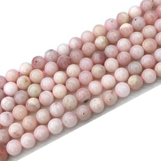 COP126 Pink Opal Gemstone Beads Smooth Round 8mm 15" Strand