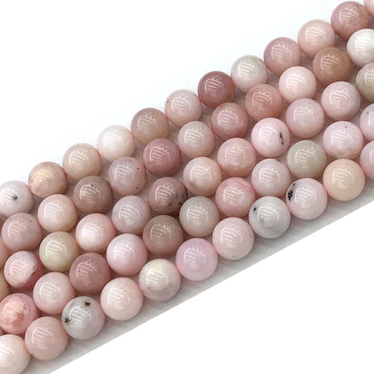 COP127 Pink Opal Gemstone Beads Smooth Round 10mm 15" Strand