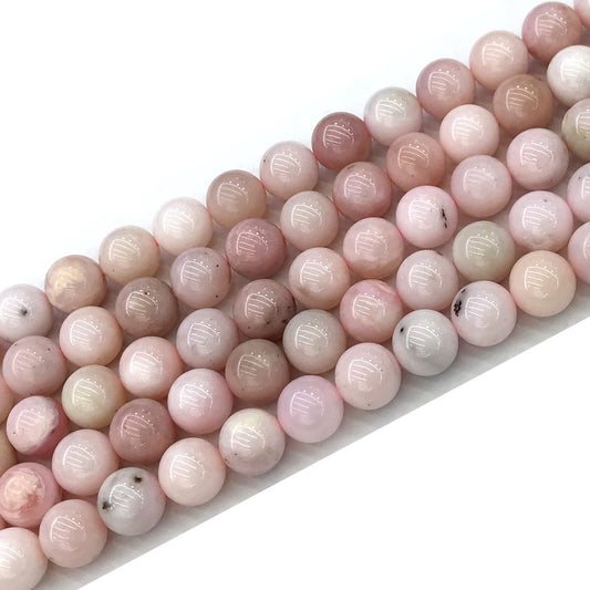 COP127 Pink Opal Gemstone Beads Smooth Round 10mm 15" Strand