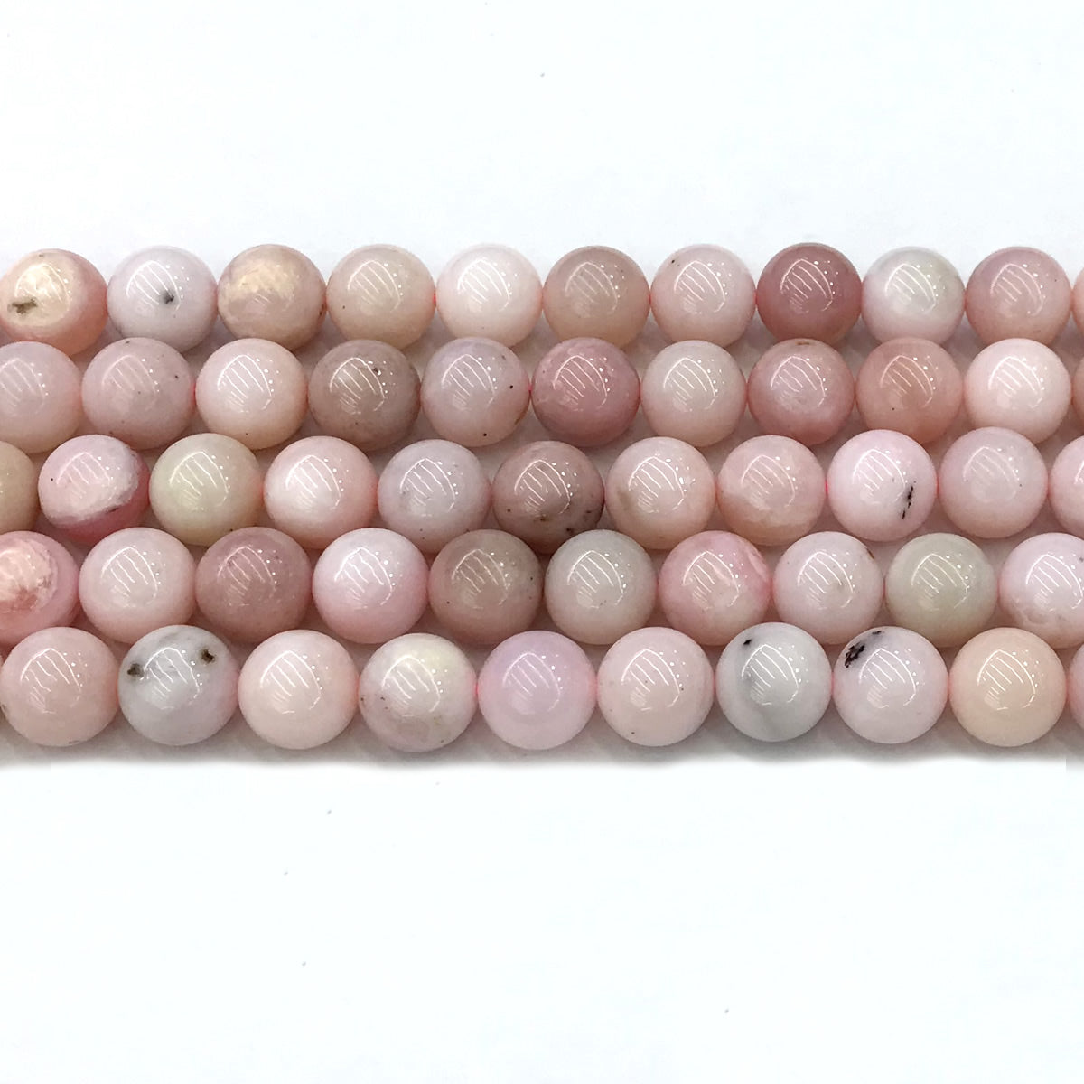 COP127 Pink Opal Gemstone Beads Smooth Round 10mm 15" Strand