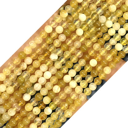 COP131 Yellow Opal Gemstone Beads Smooth Round 4mm 15" Strand