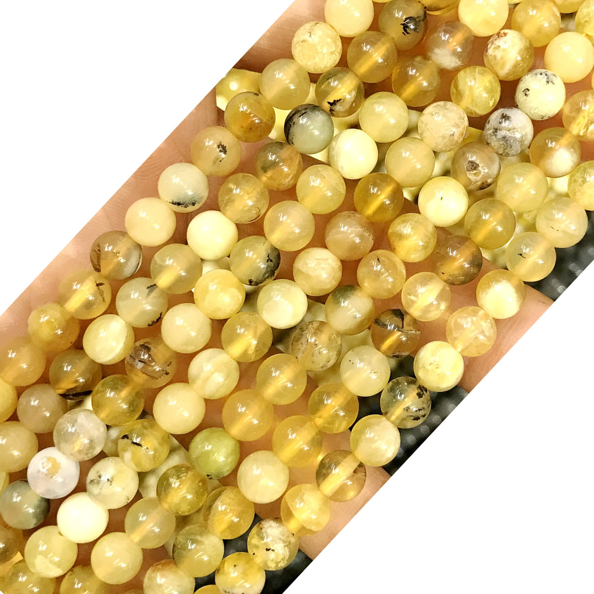 COP132 Yellow Opal Gemstone Beads Smooth Round 6mm 15" Strand