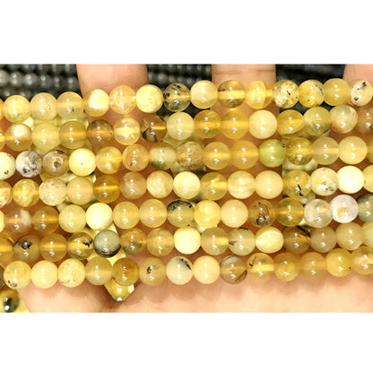 COP132 Yellow Opal Gemstone Beads Smooth Round 6mm 15" Strand