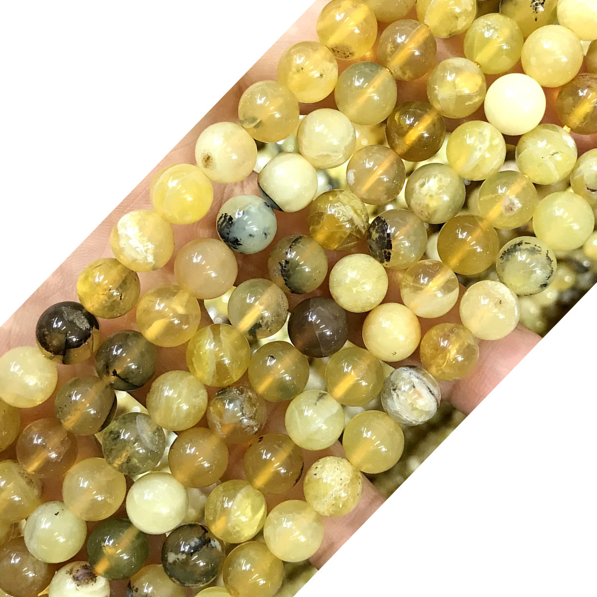 COP133 Yellow Opal Gemstone Beads Smooth Round 8mm 15" Strand