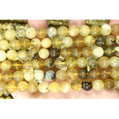 COP133 Yellow Opal Gemstone Beads Smooth Round 8mm 15" Strand