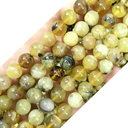 COP134 Yellow Opal Gemstone Beads Smooth Round 10mm 15" Strand