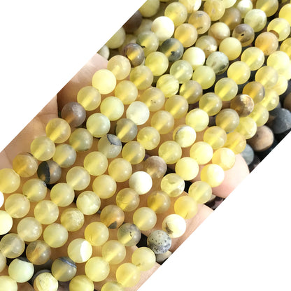 COP138 Yellow Opal Gemstone Beads Matte Round 4mm 15" Strand