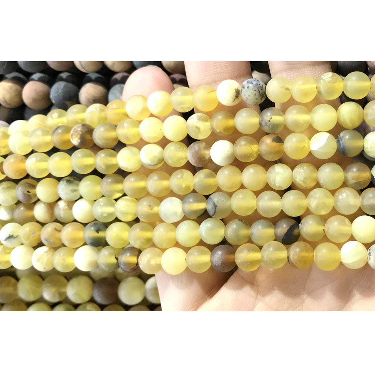 COP138 Yellow Opal Gemstone Beads Matte Round 4mm 15" Strand