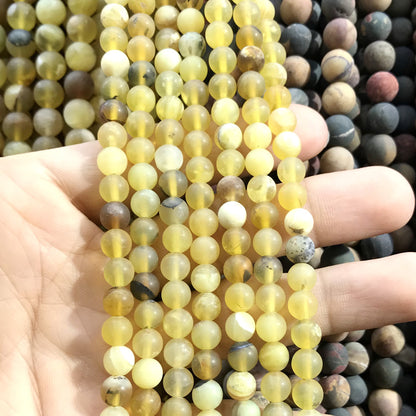 COP138 Yellow Opal Gemstone Beads Matte Round 4mm 15" Strand