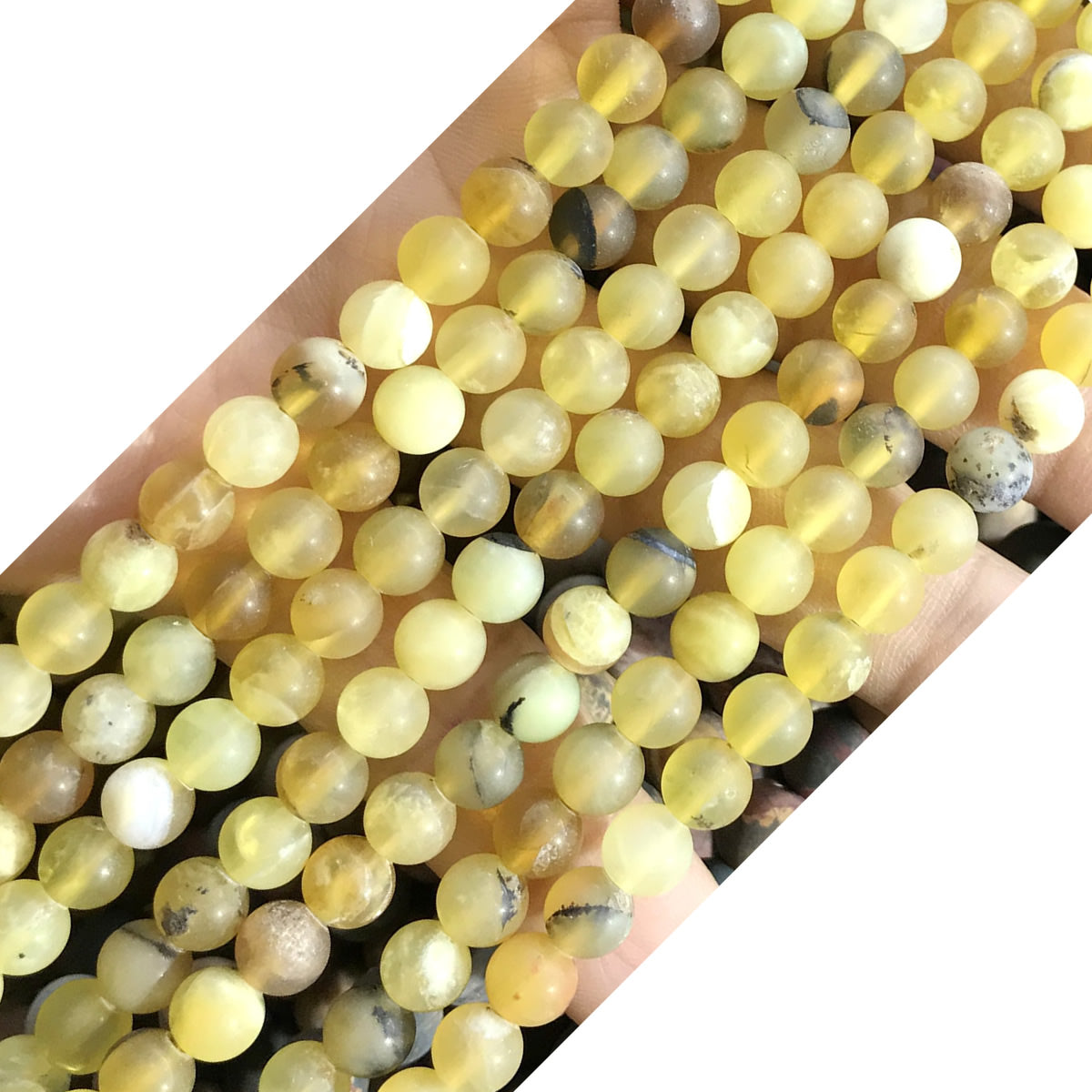 COP139 Yellow Opal Gemstone Beads Matte Round 6mm 15" Strand