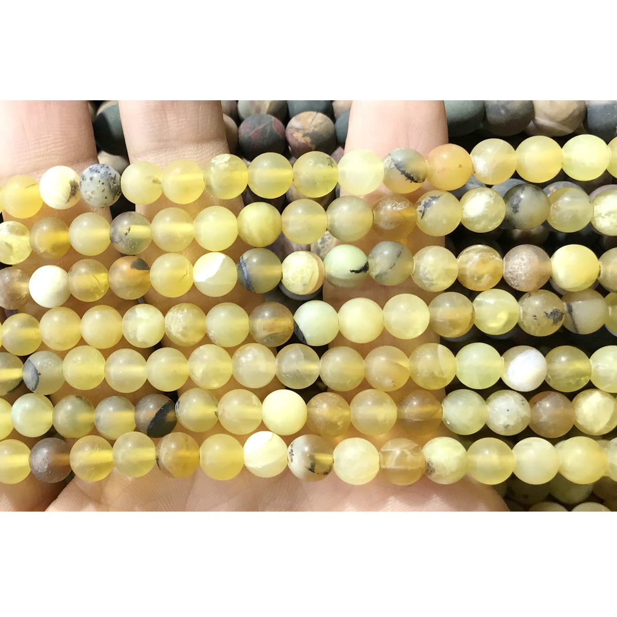 COP139 Yellow Opal Gemstone Beads Matte Round 6mm 15" Strand