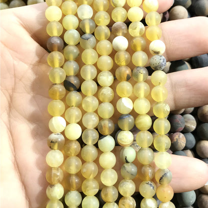 COP139 Yellow Opal Gemstone Beads Matte Round 6mm 15" Strand