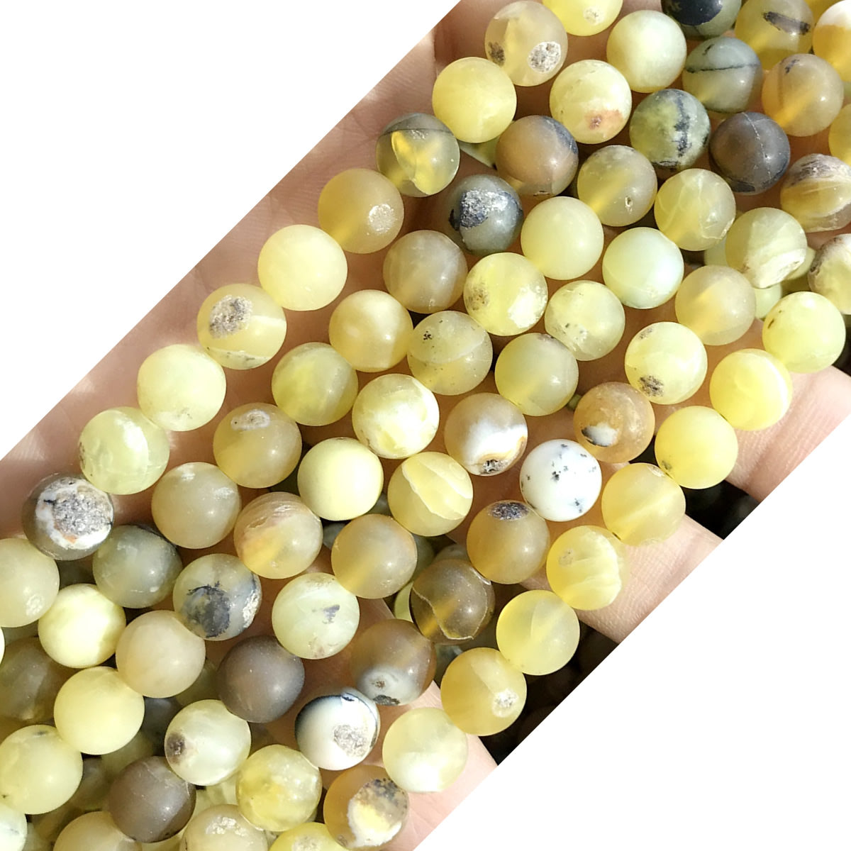 COP140 Yellow Opal Gemstone Beads Matte Round 8mm 15" Strand