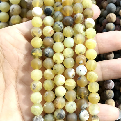 COP140 Yellow Opal Gemstone Beads Matte Round 8mm 15" Strand