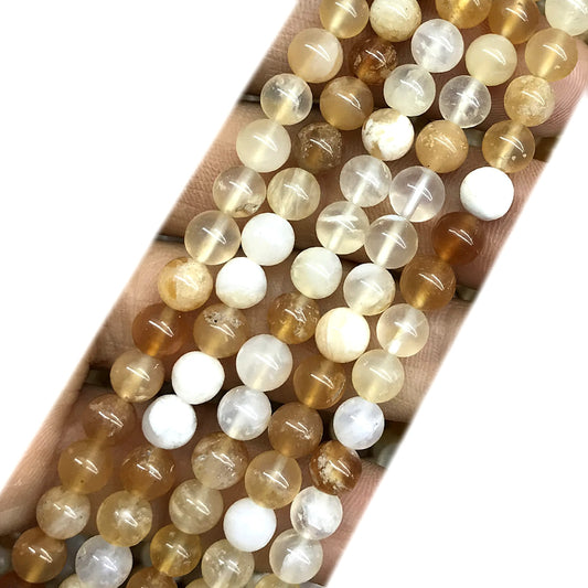 COP144 Yellow Opal Gemstone Beads Smooth Round 6mm 15" Strand