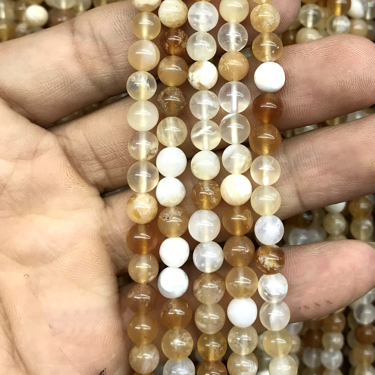 COP144 Yellow Opal Gemstone Beads Smooth Round 6mm 15" Strand