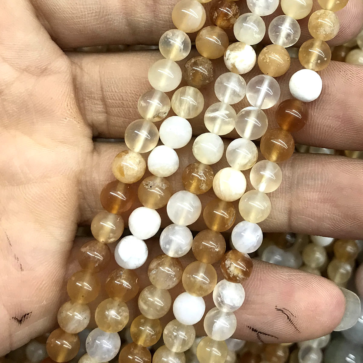 COP144 Yellow Opal Gemstone Beads Smooth Round 6mm 15" Strand