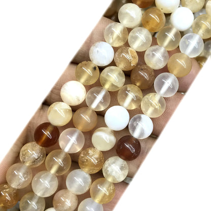 COP145 Yellow Opal Gemstone Beads Smooth Round 8mm 15" Strand