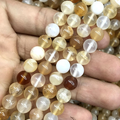 COP145 Yellow Opal Gemstone Beads Smooth Round 8mm 15" Strand