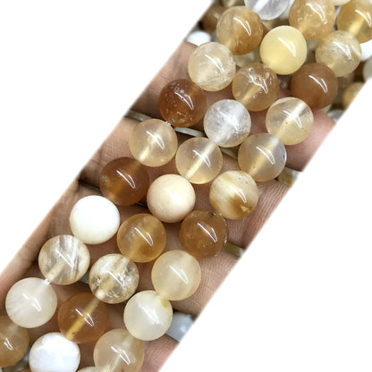 COP146 Yellow Opal Gemstone Beads Smooth Round 10mm 15" Strand