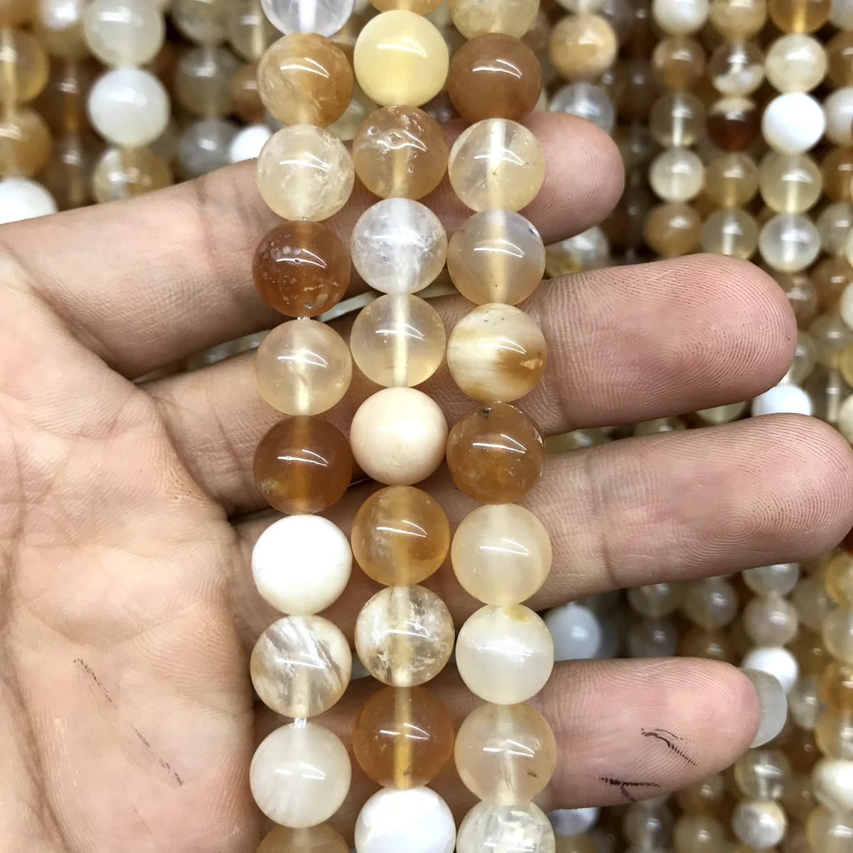 COP146 Yellow Opal Gemstone Beads Smooth Round 10mm 15" Strand