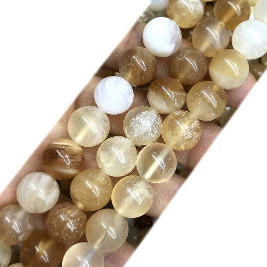 COP147 Yellow Opal Gemstone Beads Smooth Round 12mm 15" Strand