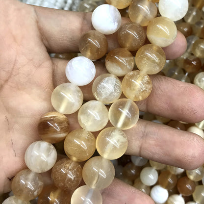 COP147 Yellow Opal Gemstone Beads Smooth Round 12mm 15" Strand