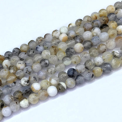 COP150 Moss Opal Gemstone Beads Smooth Round 6mm 15" Strand