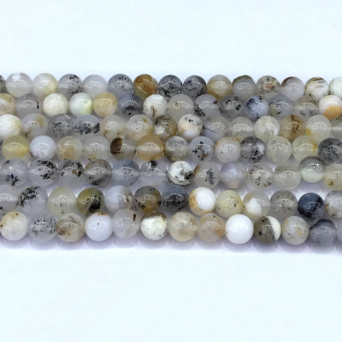 COP150 Moss Opal Gemstone Beads Smooth Round 6mm 15" Strand