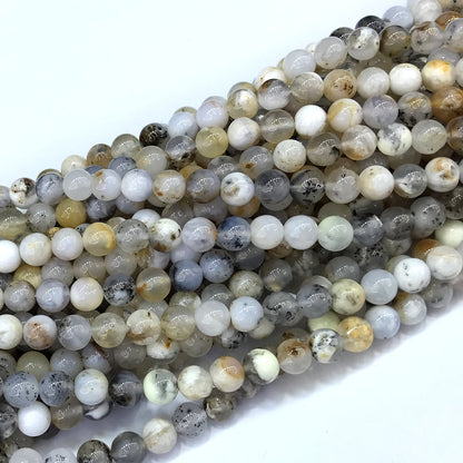 COP150 Moss Opal Gemstone Beads Smooth Round 6mm 15" Strand