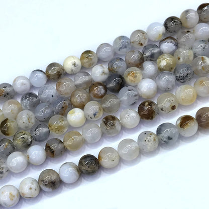 COP151 Moss Opal Gemstone Beads Smooth Round 8mm 15" Strand