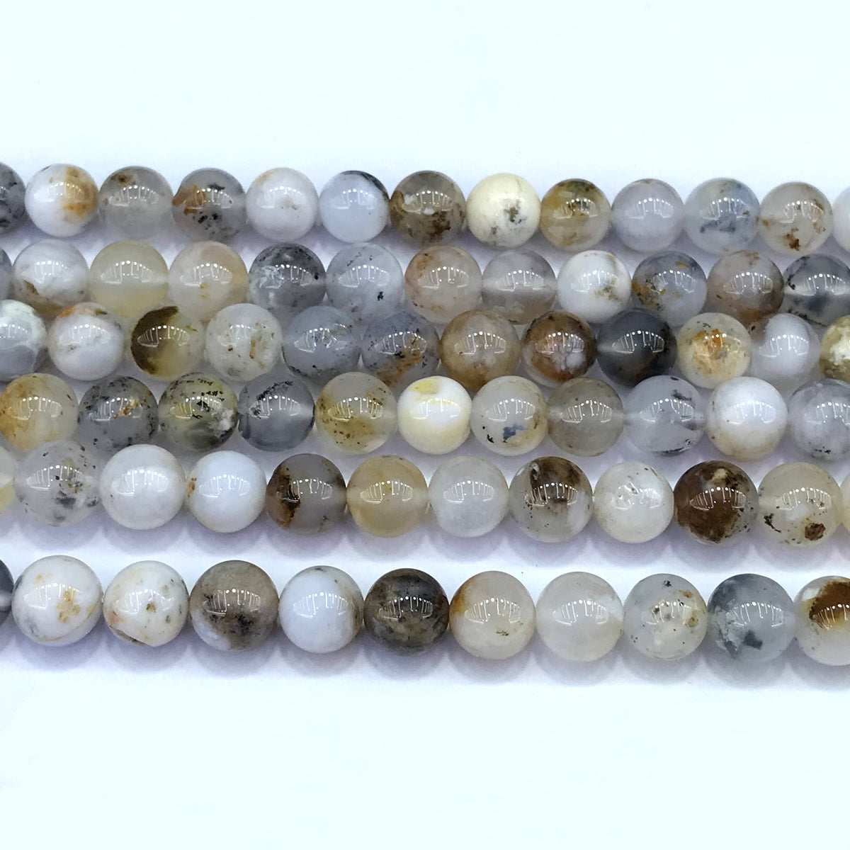 COP151 Moss Opal Gemstone Beads Smooth Round 8mm 15" Strand