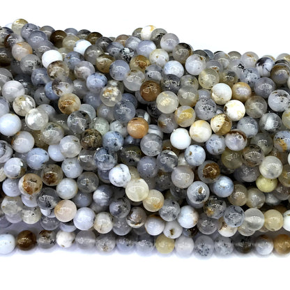 COP151 Moss Opal Gemstone Beads Smooth Round 8mm 15" Strand