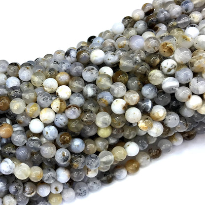 COP151 Moss Opal Gemstone Beads Smooth Round 8mm 15" Strand