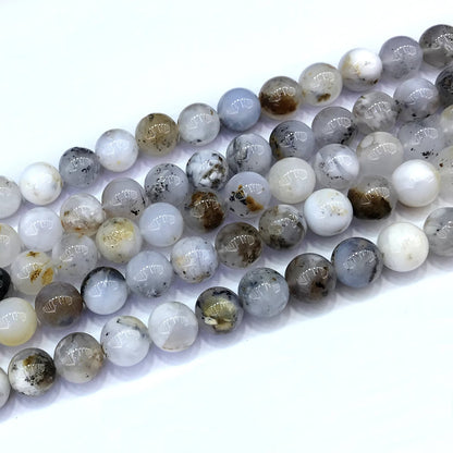 COP152 Moss Opal Gemstone Beads Smooth Round 10mm 15" Strand