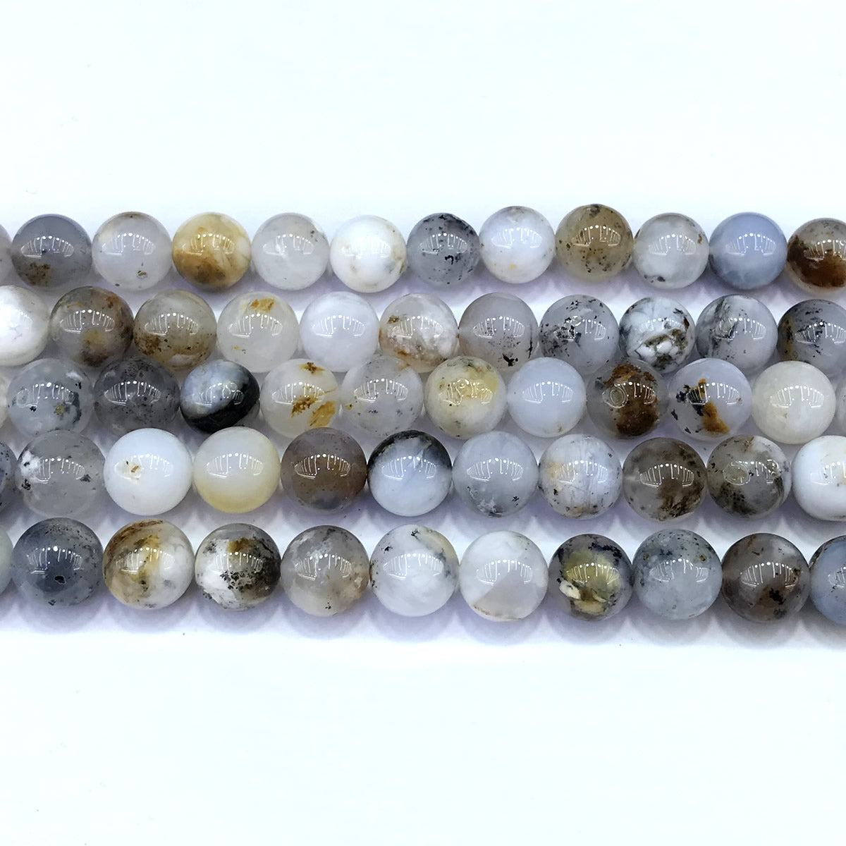 COP152 Moss Opal Gemstone Beads Smooth Round 10mm 15" Strand