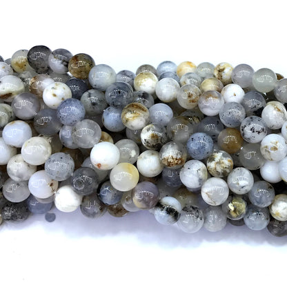 COP152 Moss Opal Gemstone Beads Smooth Round 10mm 15" Strand