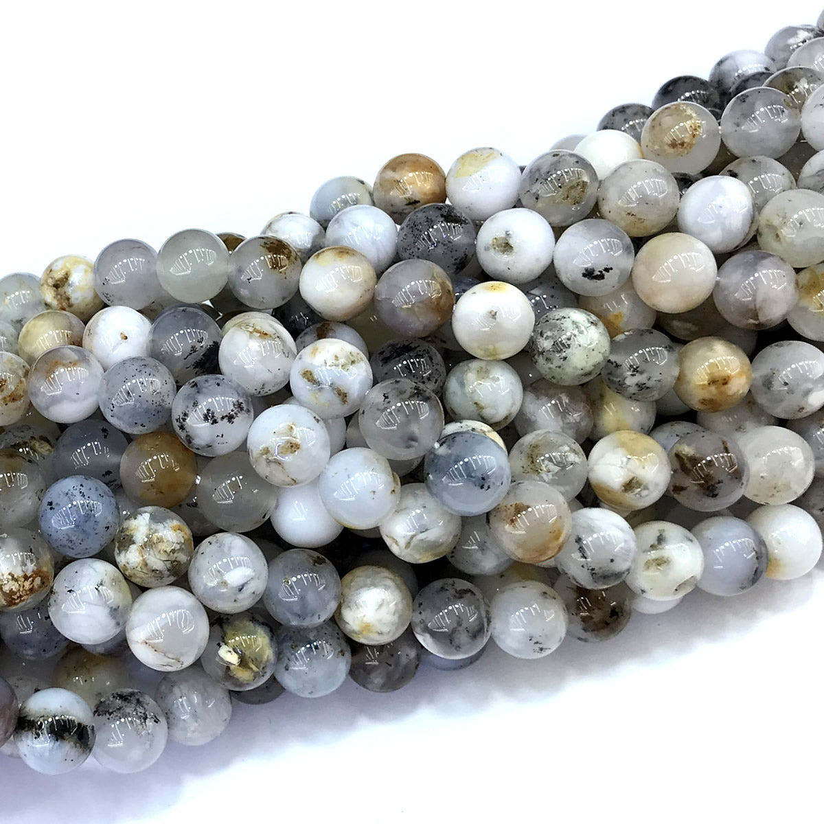 COP152 Moss Opal Gemstone Beads Smooth Round 10mm 15" Strand