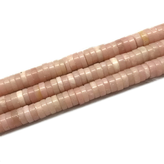 COP167 Chinese Pink Opal Beads Smooth Heishi 3x8mm 15" Strand