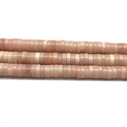 COP167 Chinese Pink Opal Beads Smooth Heishi 3x8mm 15" Strand