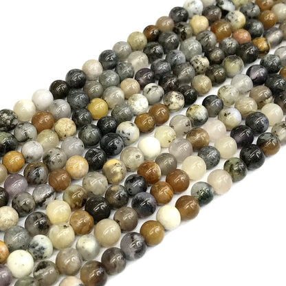 COP86 Black & White Opal Gemstone Beads Smooth Round 4mm 15" Strand