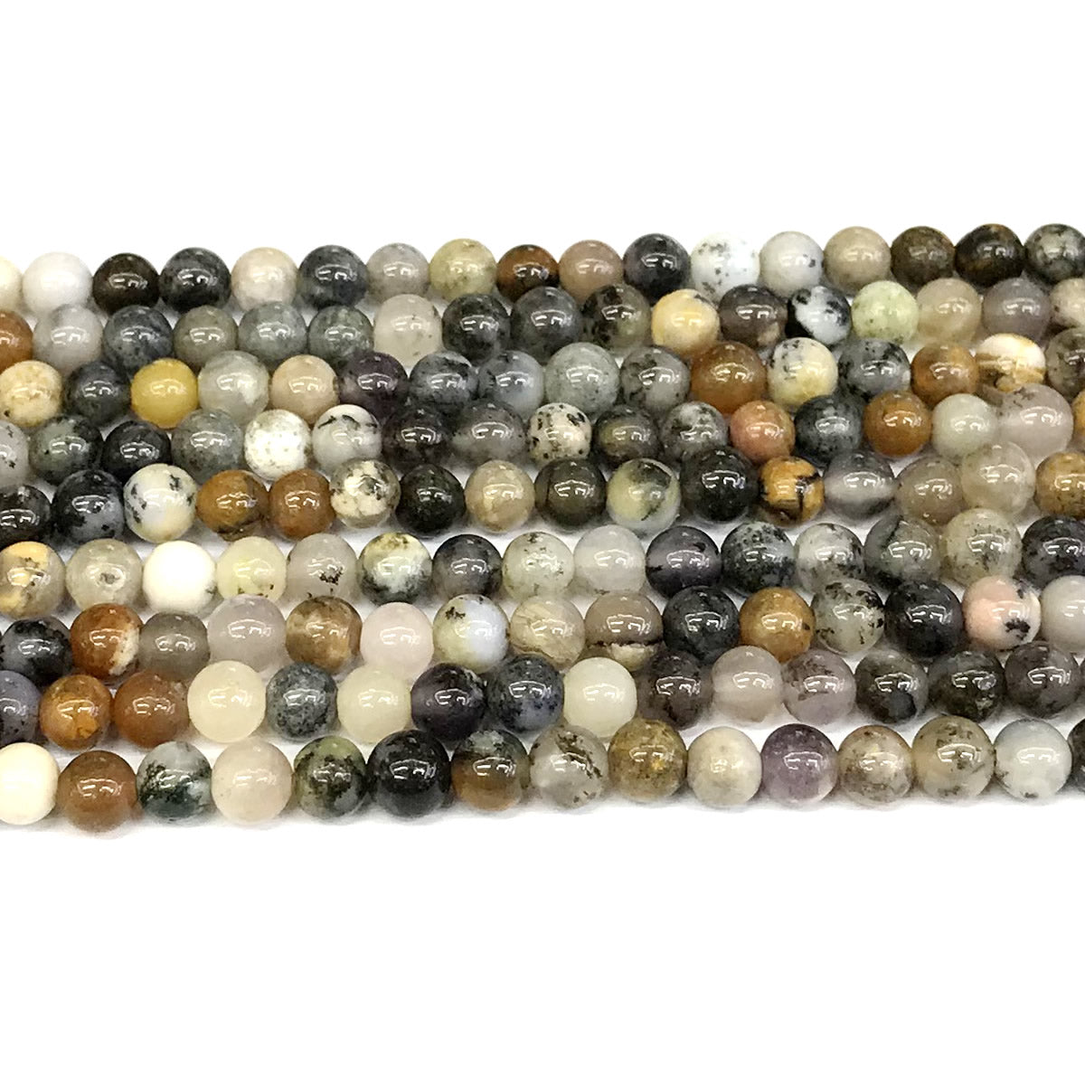 COP86 Black & White Opal Gemstone Beads Smooth Round 4mm 15" Strand