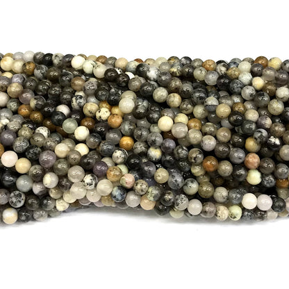 COP86 Black & White Opal Gemstone Beads Smooth Round 4mm 15" Strand