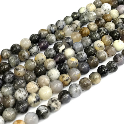 COP87 Black & White Opal Gemstone Beads Smooth Round 6mm 15" Strand