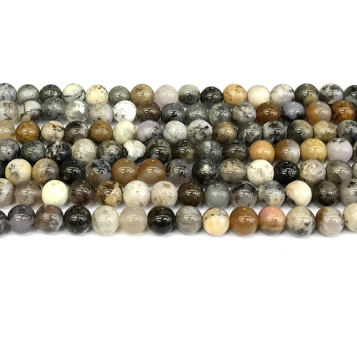 COP87 Black & White Opal Gemstone Beads Smooth Round 6mm 15" Strand