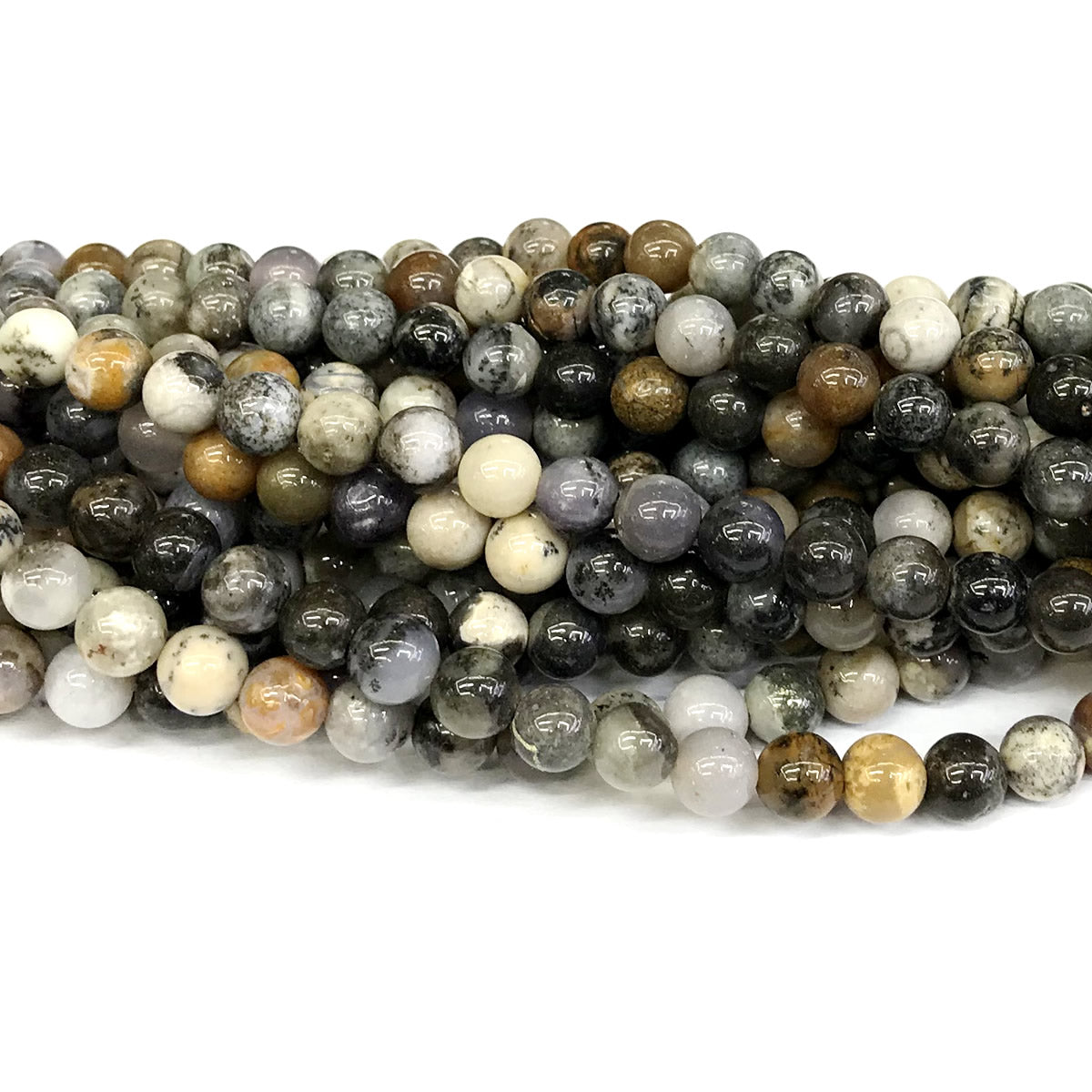 COP87 Black & White Opal Gemstone Beads Smooth Round 6mm 15" Strand