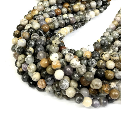 COP87 Black & White Opal Gemstone Beads Smooth Round 6mm 15" Strand