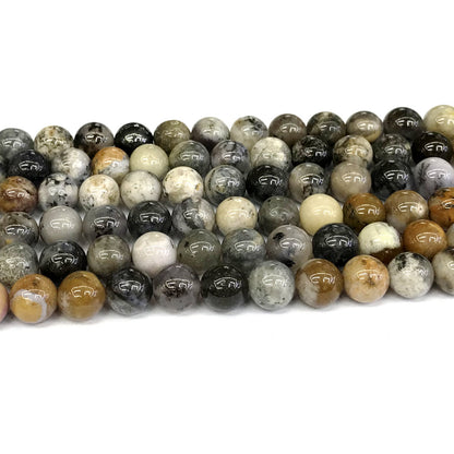 COP88 Black & White Opal Gemstone Beads Smooth Round 8mm 15" Strand